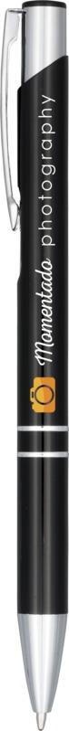 Caneta esferográfica com mecanismo de clique em alumínio anodizado "Moneta" (tinta preta)