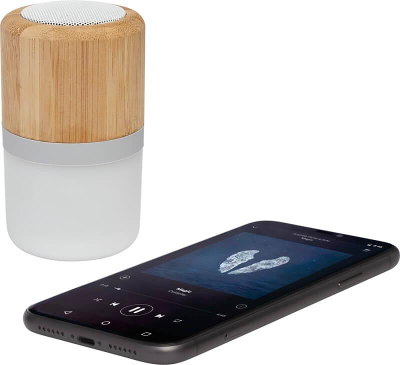 Coluna Bluetooth® em bambu com luz "Aurea" - Image 7