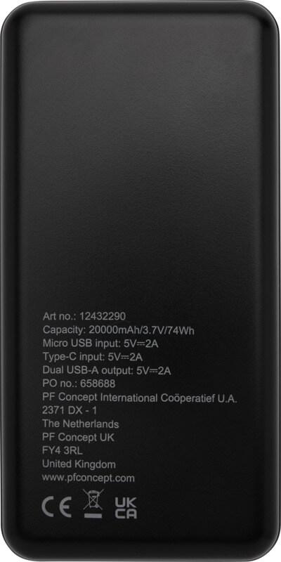 Powerbank de plástico reciclado de 20.000 mAh "Loop" - Image 4