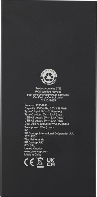 Powerbank de 5 000 mAh de alumínio reciclado "Connect" - Image 4