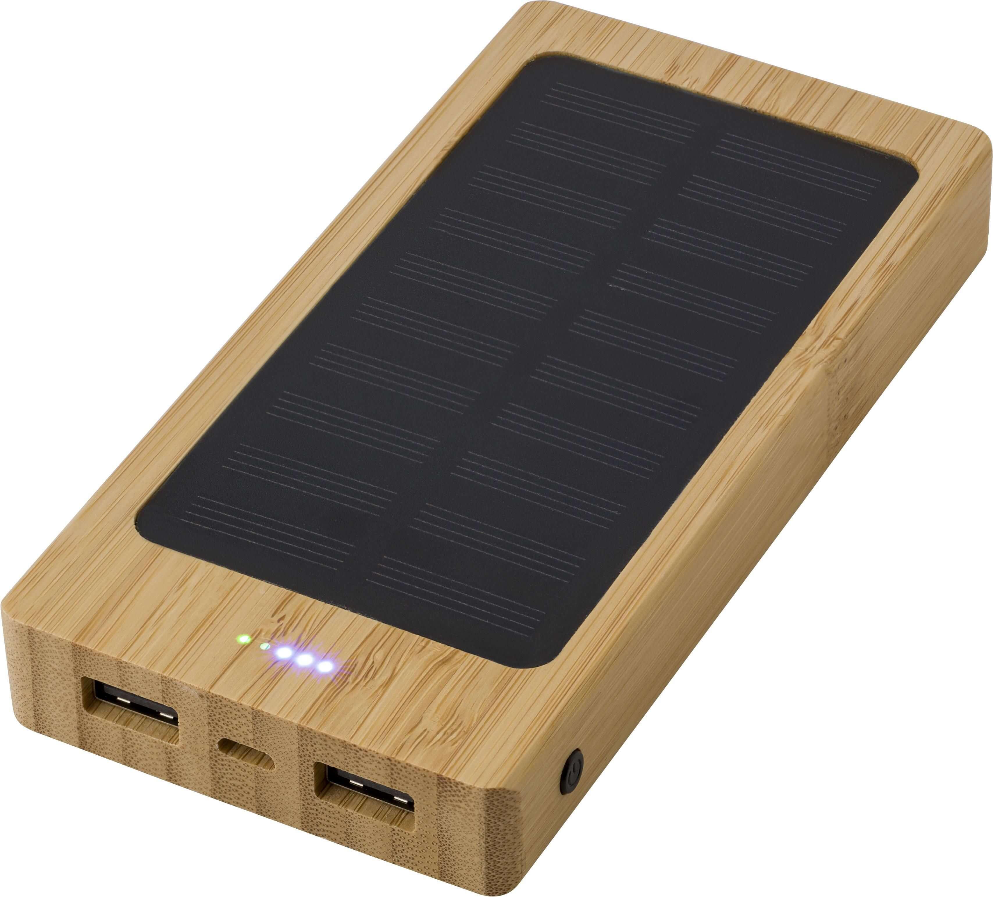 Power Bank solar de bambú Joan - Image 2