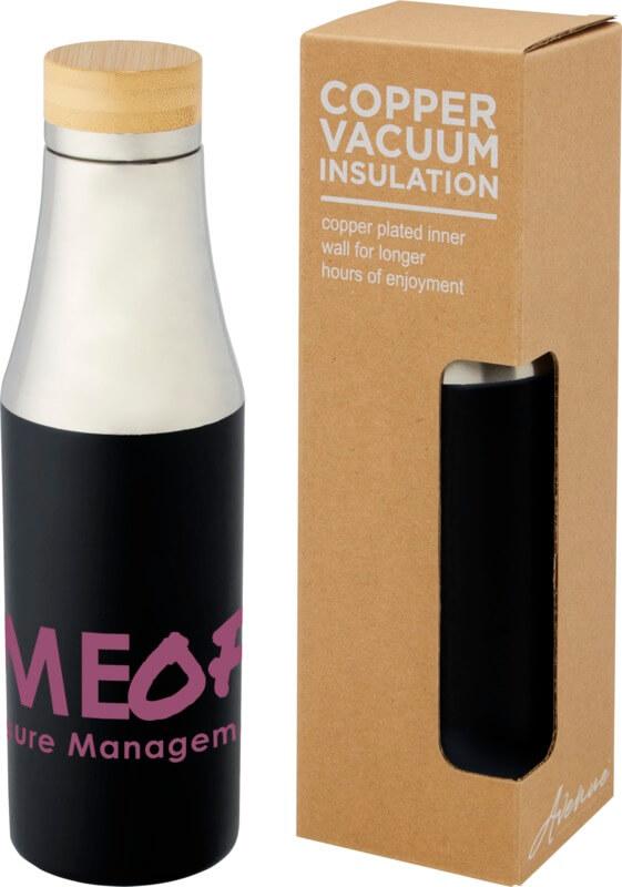 Garrafa de 540 ml de cobre isolada a vácuo em aço inoxidável com tampa de bambu "Hulan" - Image 3