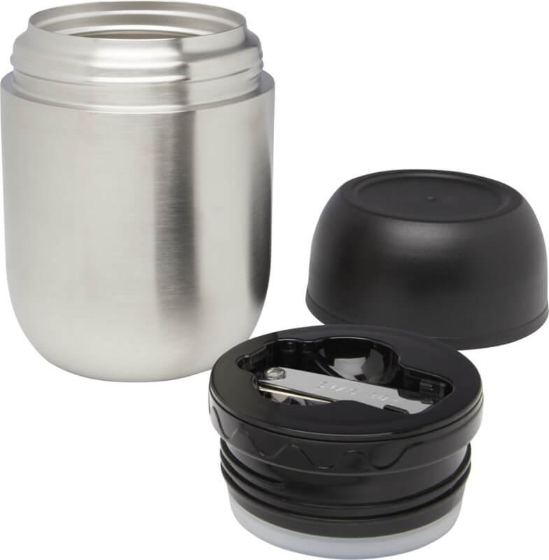 Marmita de aço inoxidável reciclado com parede dupla de 480 ml e colher dobrável "Supo" - Image 11