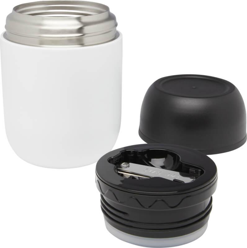 Marmita de aço inoxidável reciclado com parede dupla de 480 ml e colher dobrável "Supo" - Image 5