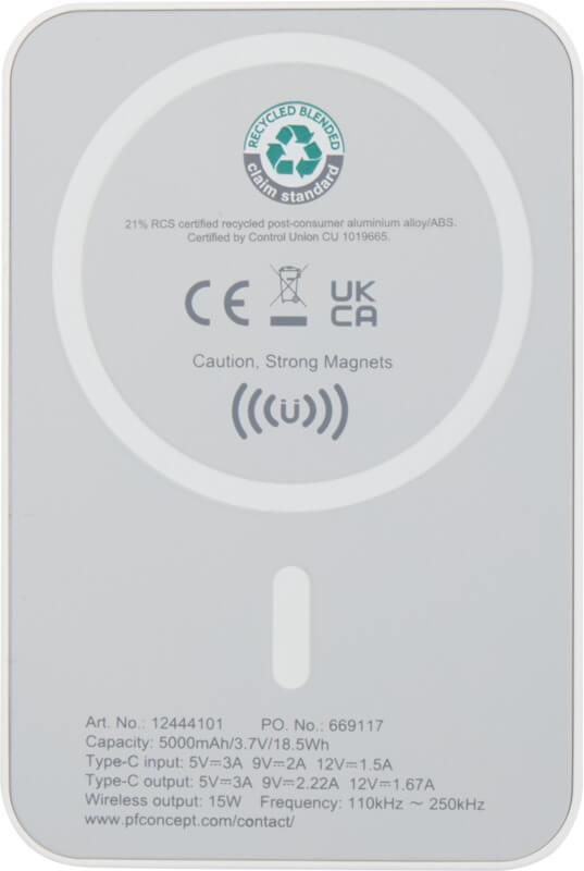 Powerbank magnético sem fios de 5.000 mAh e 15 W com PD de 20 W - feito de plástico reciclado "Acrab" - Image 11
