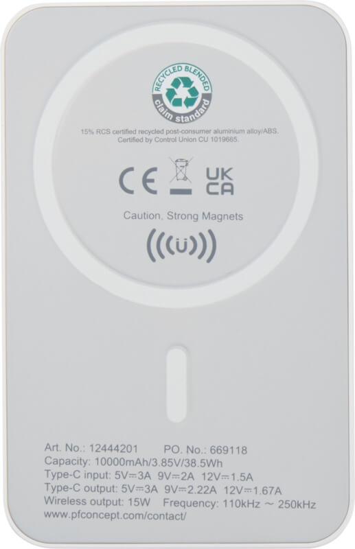 Powerbank magnético sem fios de 10.000 mAh e 15 W com PD de 20 W - feito de plástico reciclado "Acrab" - Image 4