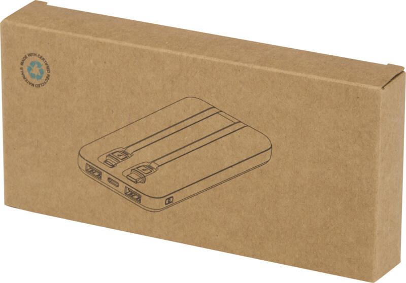 Powerbank de plástico reciclado de 10.000 mAh e 10 W com 2 cabos integrados "Adhil" - Image 8