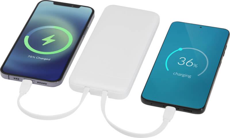 Powerbank de plástico reciclado de 10.000 mAh e 10 W com 2 cabos integrados "Adhil" - Image 12