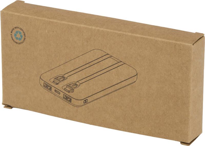 Powerbank de plástico reciclado de 10.000 mAh e 10 W com 2 cabos integrados "Adhil"