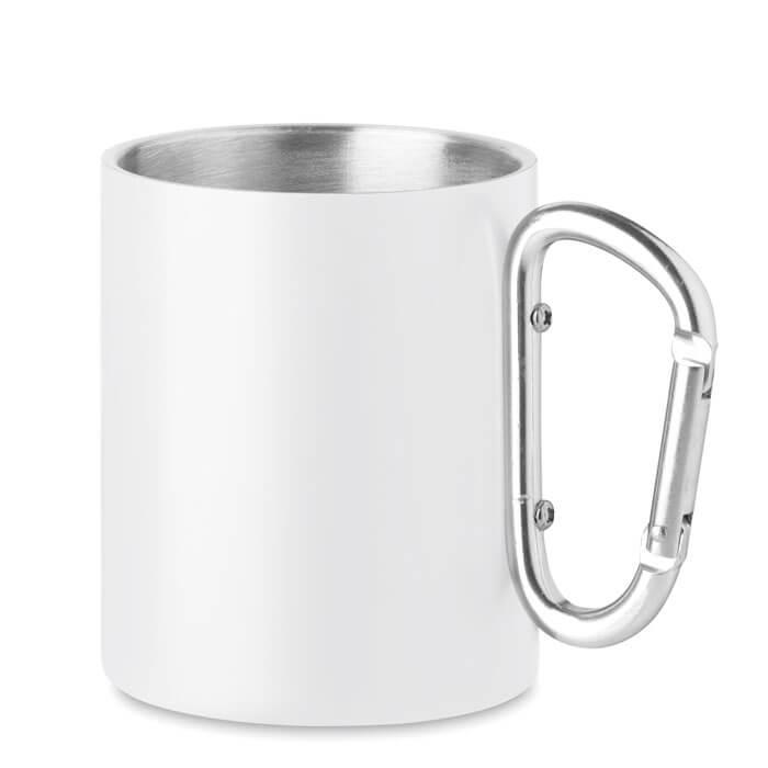 Caneca de metal e mosquetão