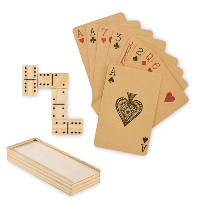 Conjunto de dominó e cartas