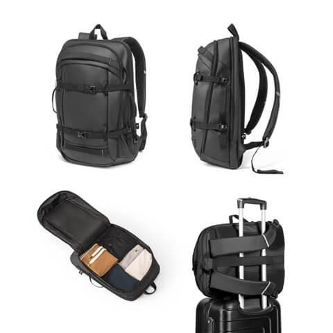 KAMPALA. Mochila para computador portátil em poliéster reciclado 900D de alta densidade, com revestimento resistente à água e f