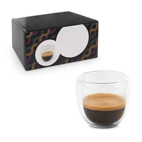 EXPRESSO. Conjunto de café em vidro borossilicato com 2 copos 75 mL
