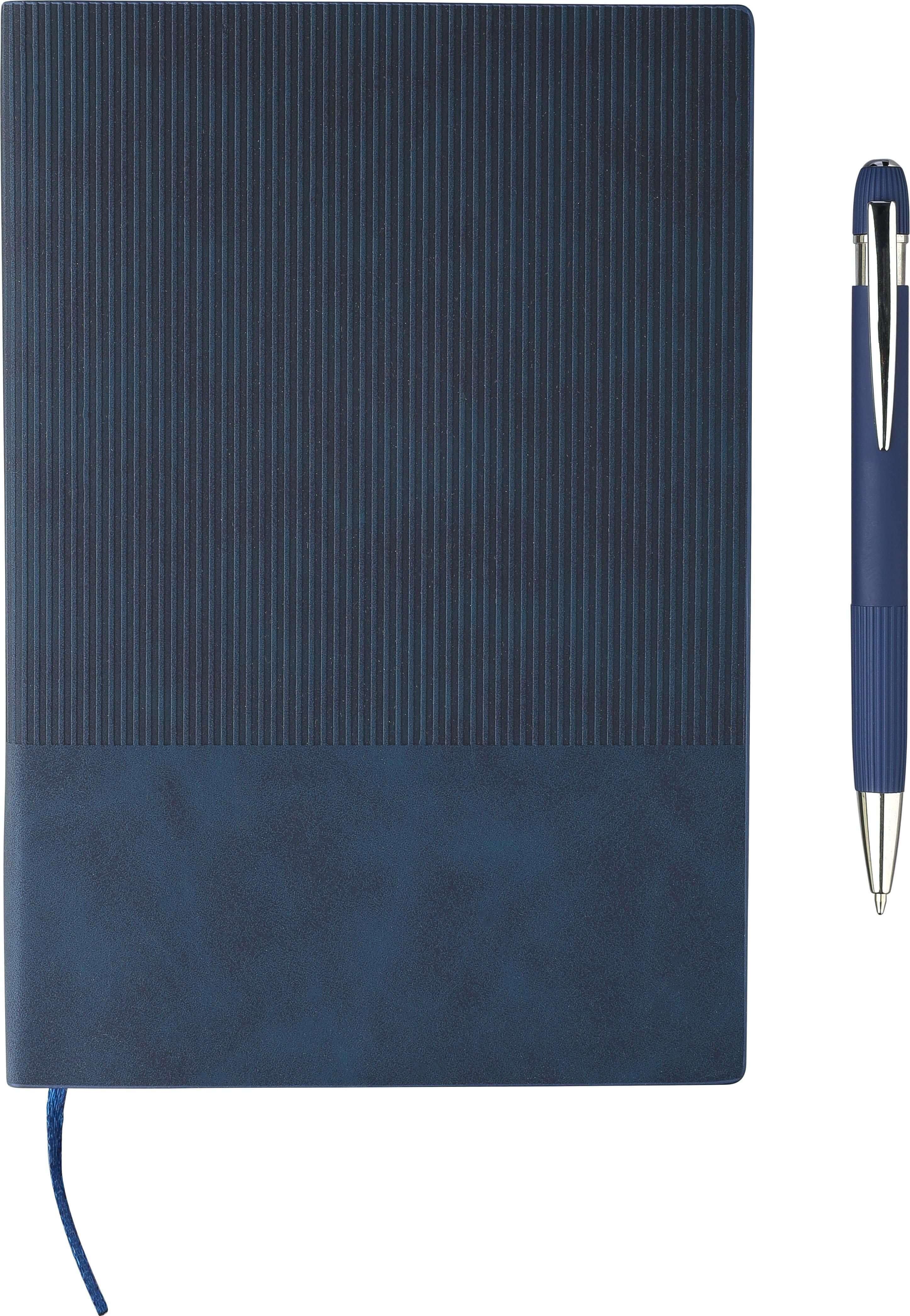 Giving 1274009 1 impr 1345610 Conjunto de bloco de notas (A5) e esferográfica em PU reciclado Tarek - Image 2