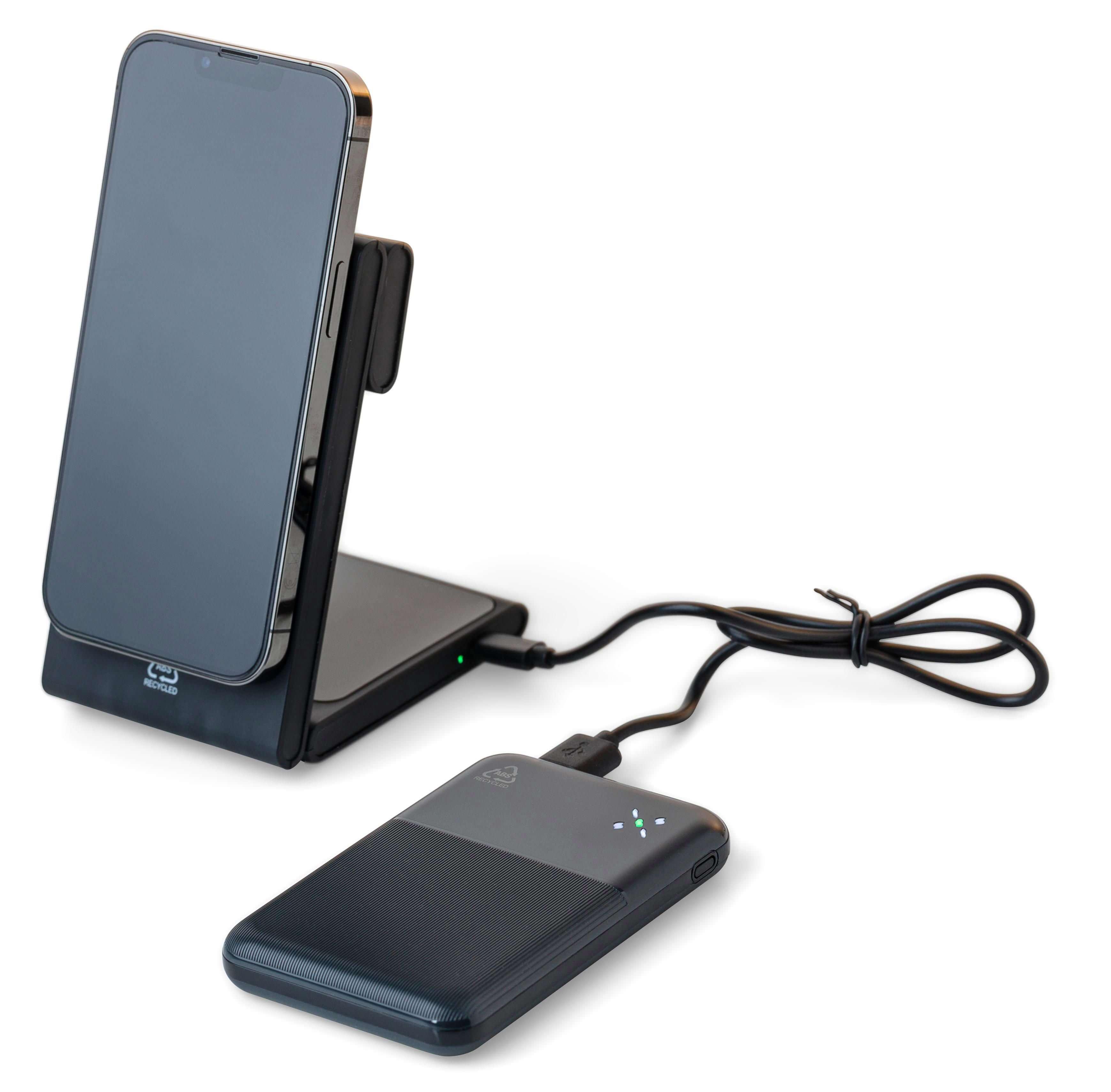 Power bank sem fios em ABS reciclado Miren