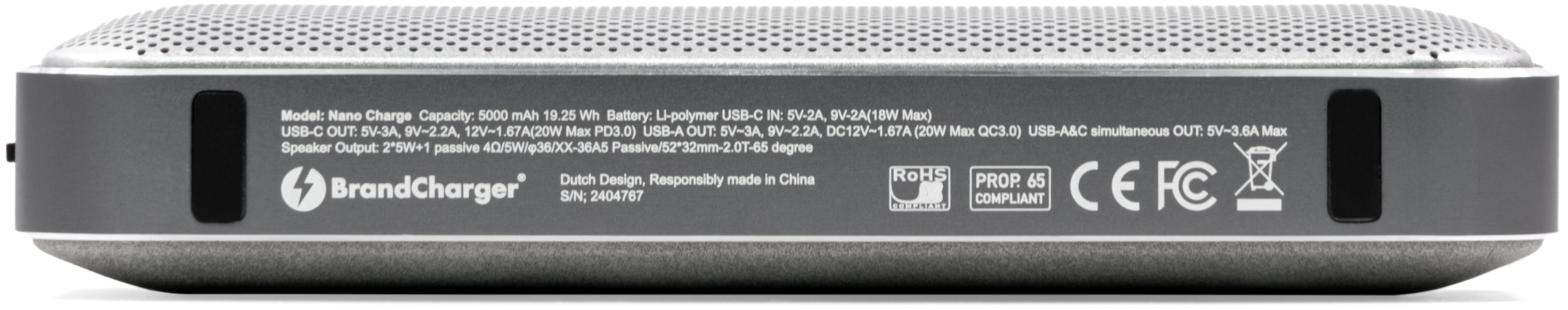 Altifalante e Power Bank BrandCharger Nano Charge