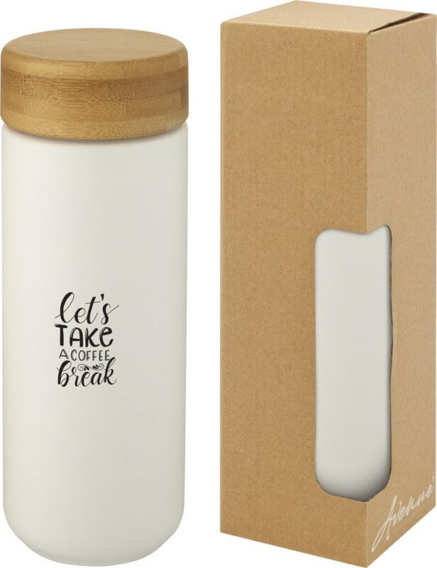 Copo térmico de cerâmica de 300 ml com tampa de bambu "Lumi"