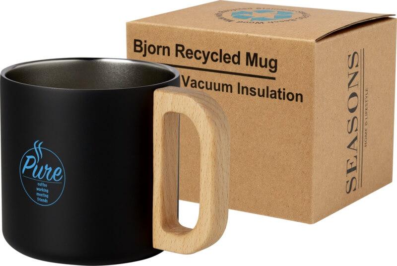 Caneca de aço inoxidável reciclado com certificado RCS de 360 ml com isolamento a vácuo de cobre "Bjorn"