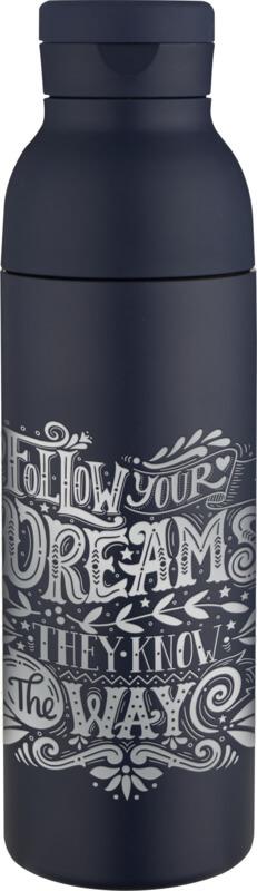 Garrafa de água de aço inoxidável de parede dupla reciclada RCS de 650 ml com conjunto de tampa de 3 peças "Illuminate"