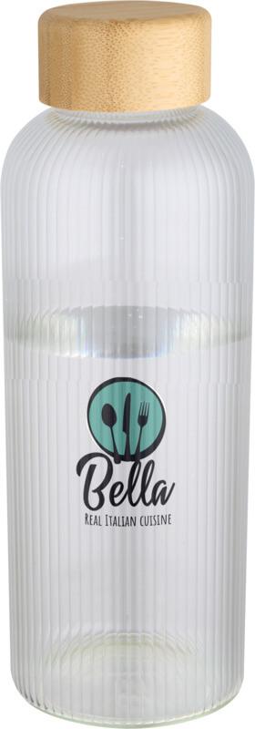 Garrafa de vidro borossilicato de parede única de 650 ml com tampa de bambu "Mirage"