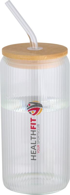 Frasco de vidro borossilicato de parede única de 500 ml com tampa de bambu "Mirage"