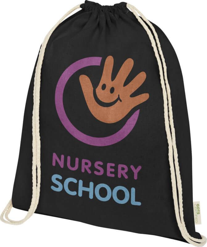 Mochila com cordões de algodão orgânico de 140 g/m² "Orissa" 5L