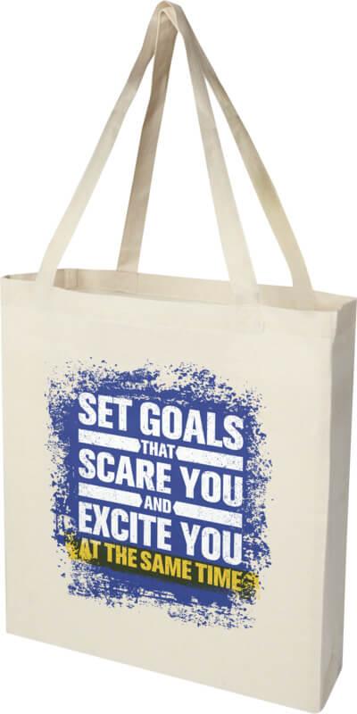 Saco algodão com fole reciclado GRS de 140 g/m² "Madras" 12L