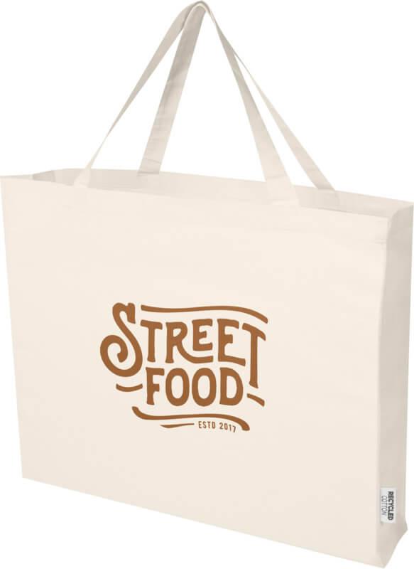 Saco de algodão reciclado com fole GRS de 220 g/m² "Odessa" 40L