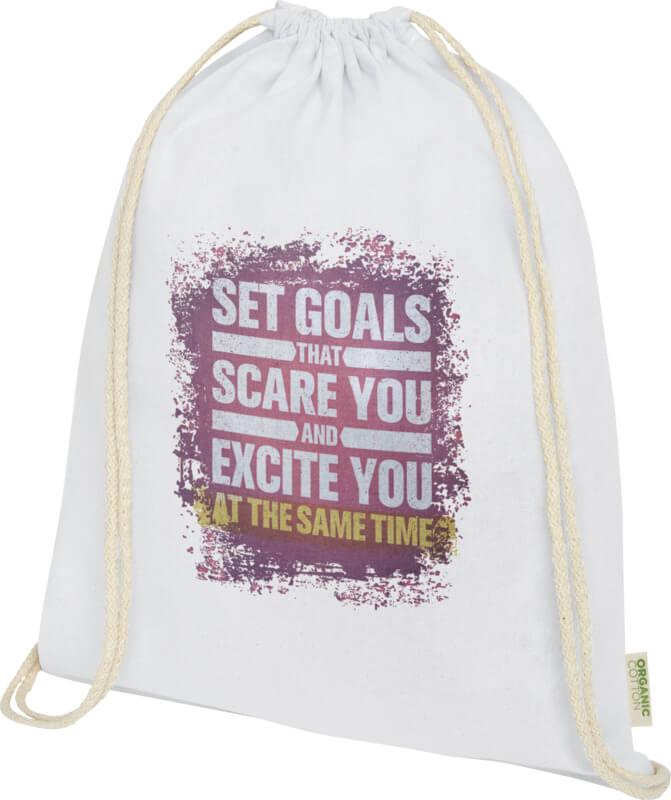 Bolsa de 5 L com cordões em material de produção biológica e OCS de 140 g/m² "Odisha"