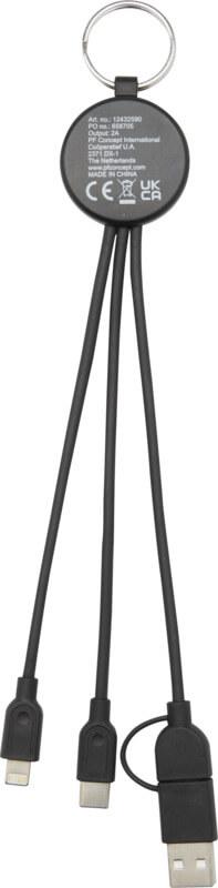 PF 124325 3 12432590 B1 Cabo de carregamento 6 em 1 de plástico reciclado/bambu com porta-chaves "Tecta" - Image 4