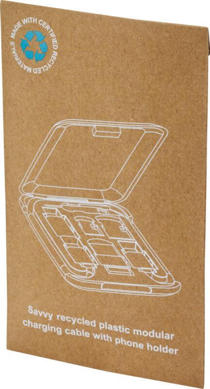 PF 124361 1 12436190 P1 Cabo de carregamento modular de plástico reciclado com suporte para smartphone "Savvy" - Image 2