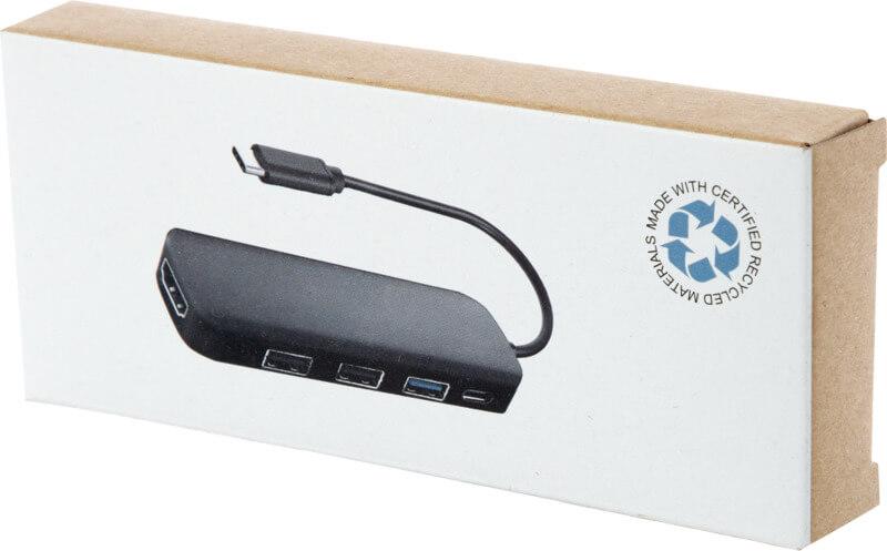 PF 124368 1 12436890 P1 Adaptador multimédia de plástico reciclado RCS USB 2.0-3.0 com porta HDMI "Loop" - Image 2