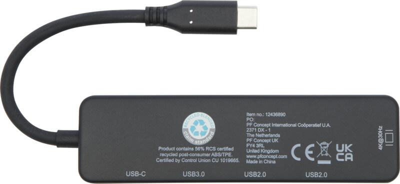 PF 124368 3 12436890 B1 Adaptador multimédia de plástico reciclado RCS USB 2.0-3.0 com porta HDMI "Loop" - Image 4