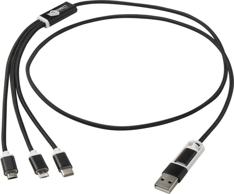 Cabo de carregamento 5 em 1 de alumínio reciclado "Versatile"