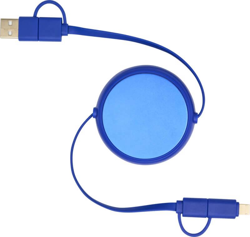 PF 124420 16 12442053 F1 Cabo retrátil de sincronização de dados e de carregamento rápido de 45 W, de plástico reciclado e alumínio de 100 cm 5 em 1 "Alasia" - Image 17