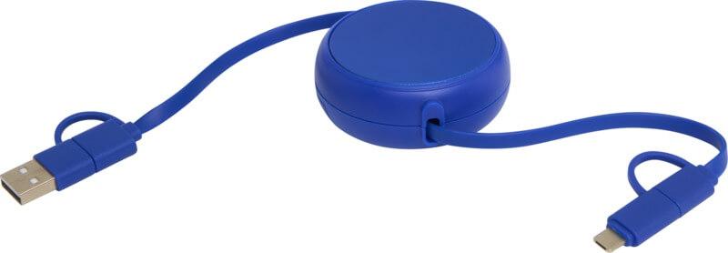 PF 124420 18 12442053 E1 Cabo retrátil de sincronização de dados e de carregamento rápido de 45 W, de plástico reciclado e alumínio de 100 cm 5 em 1 "Alasia" - Image 19