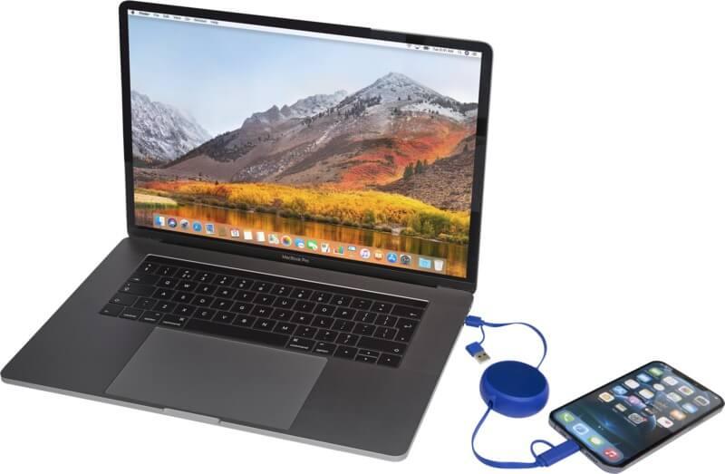 PF 124420 20 12442053 E3 Cabo retrátil de sincronização de dados e de carregamento rápido de 45 W, de plástico reciclado e alumínio de 100 cm 5 em 1 "Alasia" - Image 21