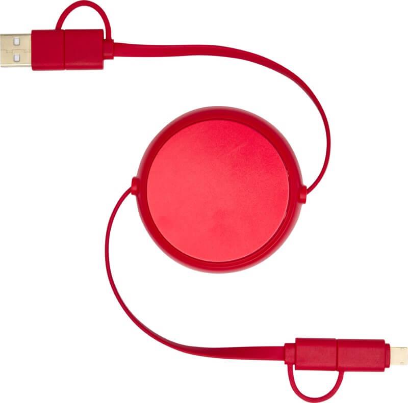 PF 124420 23 12442021 F1 Cabo retrátil de sincronização de dados e de carregamento rápido de 45 W, de plástico reciclado e alumínio de 100 cm 5 em 1 "Alasia" - Image 24