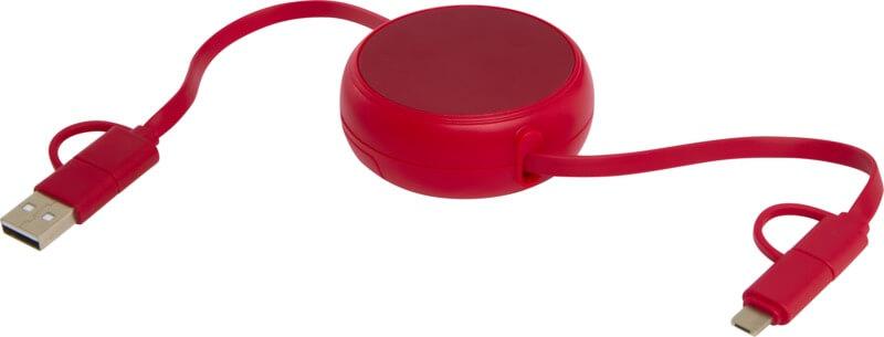 PF 124420 25 12442021 E1 Cabo retrátil de sincronização de dados e de carregamento rápido de 45 W, de plástico reciclado e alumínio de 100 cm 5 em 1 "Alasia" - Image 26