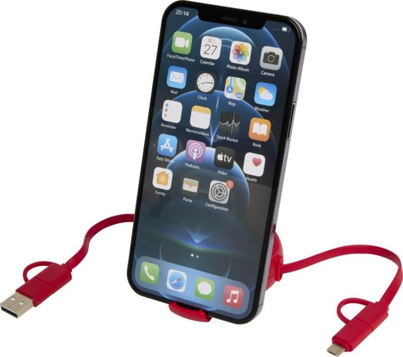 PF 124420 26 12442021 E2 Cabo retrátil de sincronização de dados e de carregamento rápido de 45 W, de plástico reciclado e alumínio de 100 cm 5 em 1 "Alasia" - Image 27