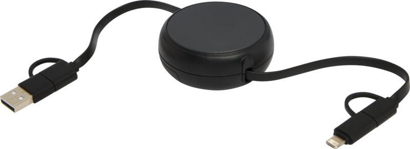 PF 124420 4 12442090 E1 Cabo retrátil de sincronização de dados e de carregamento rápido de 45 W, de plástico reciclado e alumínio de 100 cm 5 em 1 "Alasia" - Image 5