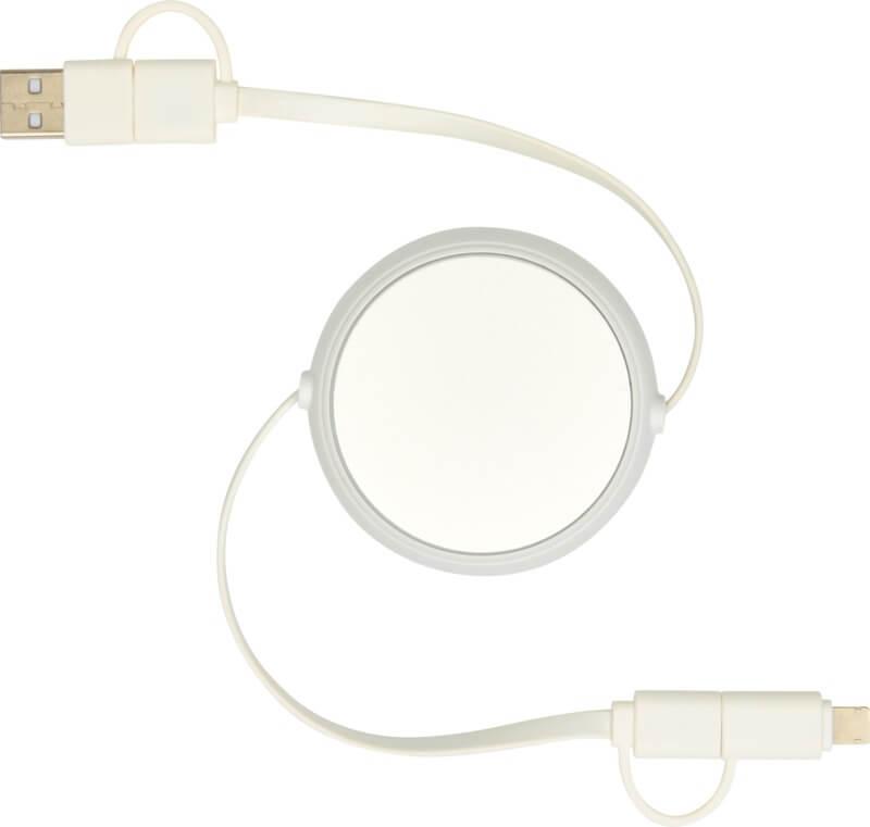 PF 124420 9 12442081 F1 Cabo retrátil de sincronização de dados e de carregamento rápido de 45 W, de plástico reciclado e alumínio de 100 cm 5 em 1 "Alasia" - Image 10