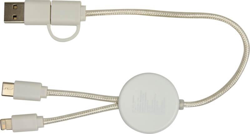 PF 124421 10 12442101 B1 Cabo de sincronização de dados e de carregamento rápido de 27 W de 30 cm de plástico reciclado 5 em 1 com detalhes de bambu "Chechia" - Image 11