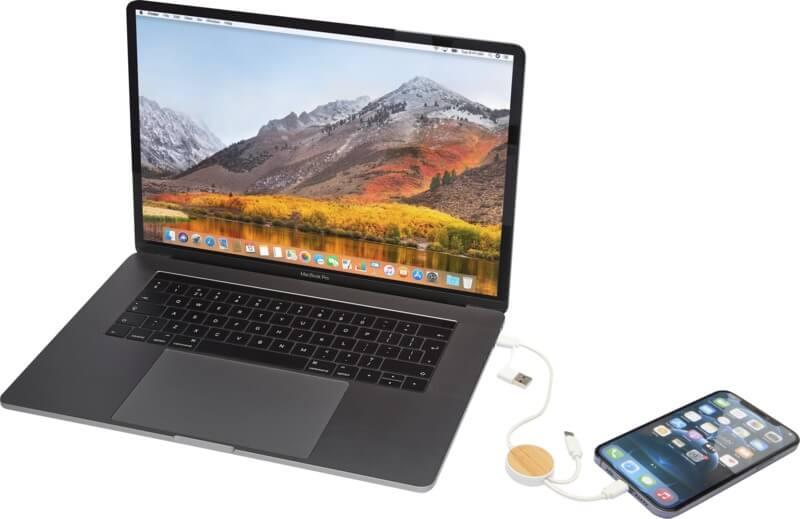 PF 124421 13 12442101 E3 Cabo de sincronização de dados e de carregamento rápido de 27 W de 30 cm de plástico reciclado 5 em 1 com detalhes de bambu "Chechia" - Image 14