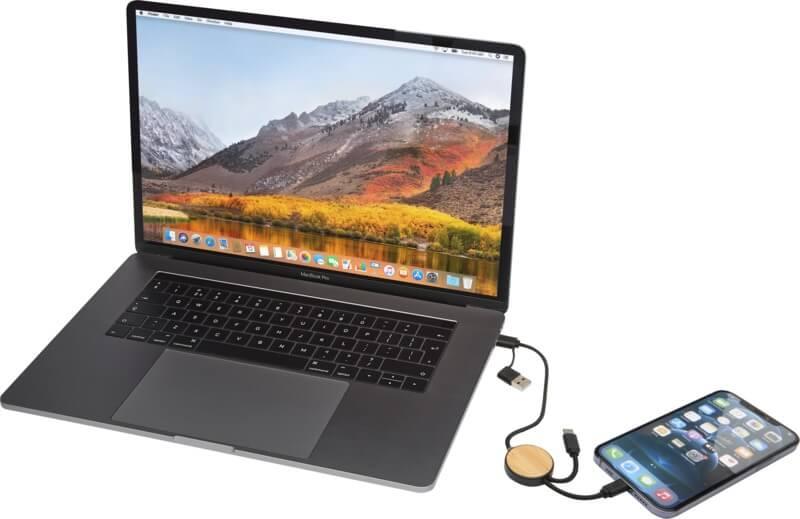 PF 124421 6 12442190 E3 Cabo de sincronização de dados e de carregamento rápido de 27 W de 30 cm de plástico reciclado 5 em 1 com detalhes de bambu "Chechia" - Image 7