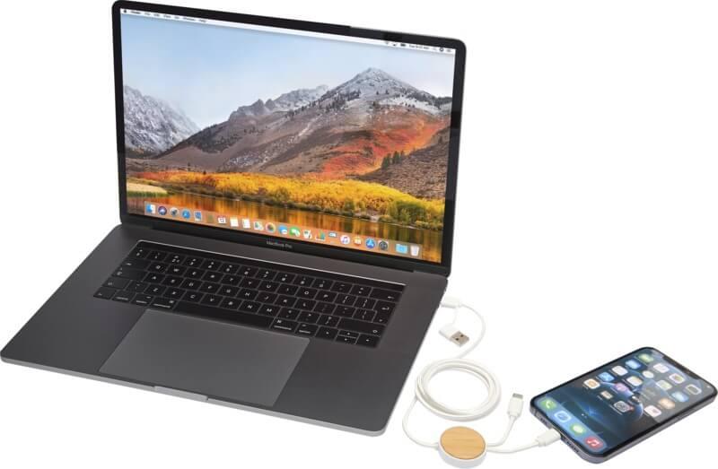 PF 124422 13 12442201 E3 Cabo de sincronização de dados e de carregamento rápido de 27 W de 150 cm de plástico reciclado 5 em 1 com detalhes em bambu "Chechia" - Image 14