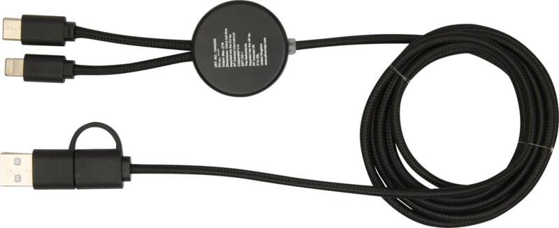 PF 124422 3 12442290 B1 Cabo de sincronização de dados e de carregamento rápido de 27 W de 150 cm de plástico reciclado 5 em 1 com detalhes em bambu "Chechia" - Image 4