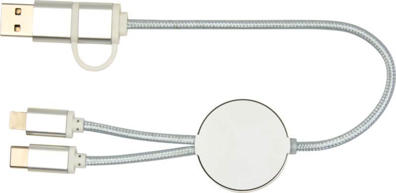 PF 124424 17 12442481 B1 Cabo de sincronização de dados e de carregamento rápido de 27 W de 30 cm de alumínio e plástico reciclados 5 em 1 "Alasia" - Image 18