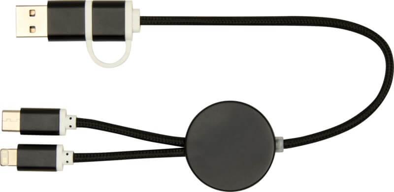 PF 124424 2 12442490 F1 Cabo de sincronização de dados e de carregamento rápido de 27 W de 30 cm de alumínio e plástico reciclados 5 em 1 "Alasia" - Image 3