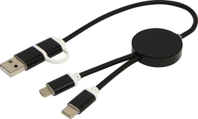 PF 124424 4 12442490 E1 Cabo de sincronização de dados e de carregamento rápido de 27 W de 30 cm de alumínio e plástico reciclados 5 em 1 "Alasia" - Image 5